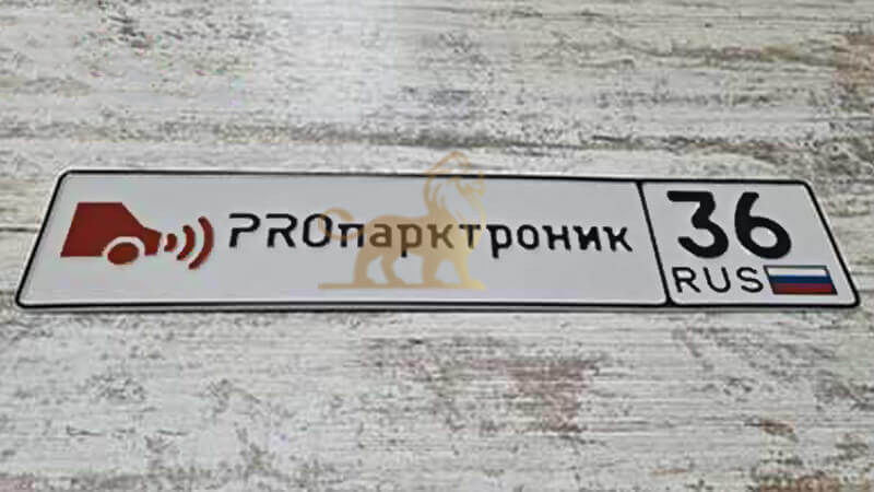 Сувенирный гос номер на авто с названием компании PROпарктроник